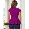 imageAllegra K Womens Peplum Top Cap Sleeve Round Neck 2025 Summer Work Blouse Tops for Business CasualPurple