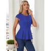 imageAllegra K Womens Peplum Top Cap Sleeve Round Neck 2025 Summer Work Blouse Tops for Business CasualRoyal Blue
