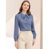 imageAllegra K Womens Peter Pan Collar Blouse Bow Tie Neck Vintage Casual Office Button Up ShirtDusty Blue