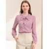 imageAllegra K Womens Peter Pan Collar Blouse Bow Tie Neck Vintage Casual Office Button Up ShirtPink