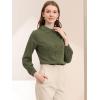 imageAllegra K Womens Peter Pan Collar Blouse Business Casual Long Sleeve Button Down Work ShirtArmy Green