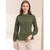 imageAllegra K Womens Peter Pan Collar Blouse Business Casual Long Sleeve Button Down Work ShirtArmy Green