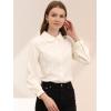 imageAllegra K Womens Peter Pan Collar Blouse Business Casual Long Sleeve Button Down Work ShirtBeige