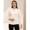 imageAllegra K Womens Peter Pan Collar Blouse Business Casual Long Sleeve Button Down Work ShirtBeige