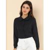 imageAllegra K Womens Peter Pan Collar Blouse Business Casual Long Sleeve Button Down Work ShirtBlack