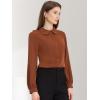 imageAllegra K Womens Peter Pan Collar Blouse Business Casual Long Sleeve Button Down Work ShirtBrick Red