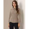 imageAllegra K Womens Peter Pan Collar Blouse Business Casual Long Sleeve Button Down Work ShirtCoffee
