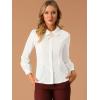 imageAllegra K Womens Peter Pan Collar Blouse Business Casual Long Sleeve Button Down Work ShirtCream White