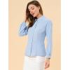 imageAllegra K Womens Peter Pan Collar Blouse Business Casual Long Sleeve Button Down Work ShirtLight Blue