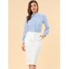 imageAllegra K Womens Peter Pan Collar Blouse Business Casual Long Sleeve Button Down Work ShirtLight Blue