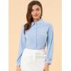 imageAllegra K Womens Peter Pan Collar Blouse Business Casual Long Sleeve Button Down Work ShirtLight Blue