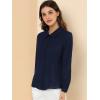 imageAllegra K Womens Peter Pan Collar Blouse Business Casual Long Sleeve Button Down Work ShirtNavy Blue