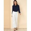 imageAllegra K Womens Peter Pan Collar Blouse Business Casual Long Sleeve Button Down Work ShirtNavy Blue