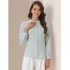 imageAllegra K Womens Peter Pan Collar Blouse Business Casual Long Sleeve Button Down Work ShirtPea Green