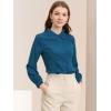 imageAllegra K Womens Peter Pan Collar Blouse Business Casual Long Sleeve Button Down Work ShirtPeacock Blue