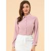 imageAllegra K Womens Peter Pan Collar Blouse Business Casual Long Sleeve Button Down Work ShirtPink