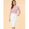 imageAllegra K Womens Peter Pan Collar Blouse Business Casual Long Sleeve Button Down Work ShirtPink