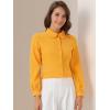 imageAllegra K Womens Peter Pan Collar Blouse Business Casual Long Sleeve Button Down Work ShirtYellow