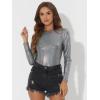 imageAllegra K Womens Sparkly Glitter Tops Shiny Metallic 80s Disco OutfitsBlack Multicolor