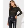imageAllegra K Womens Sparkly Glitter Tops Shiny Metallic 80s Disco OutfitsBlack Shiny