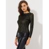 imageAllegra K Womens Sparkly Glitter Tops Shiny Metallic 80s Disco OutfitsBlack Shiny