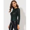 imageAllegra K Womens Sparkly Glitter Tops Shiny Metallic 80s Disco OutfitsGreen