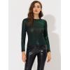 imageAllegra K Womens Sparkly Glitter Tops Shiny Metallic 80s Disco OutfitsGreen