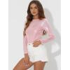 imageAllegra K Womens Sparkly Glitter Tops Shiny Metallic 80s Disco OutfitsPink