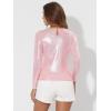 imageAllegra K Womens Sparkly Glitter Tops Shiny Metallic 80s Disco OutfitsPink