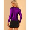 imageAllegra K Womens Sparkly Glitter Tops Shiny Metallic 80s Disco OutfitsPurple