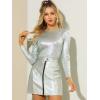 imageAllegra K Womens Sparkly Glitter Tops Shiny Metallic 80s Disco OutfitsSilver