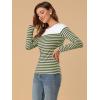 imageAllegra K Womens Striped Top Round Neck Tops Casual Long Sleeve ShirtArmy Green