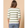 imageAllegra K Womens Striped Top Round Neck Tops Casual Long Sleeve ShirtBean Green White
