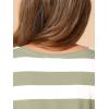 imageAllegra K Womens Striped Top Round Neck Tops Casual Long Sleeve ShirtBean Green White