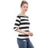 imageAllegra K Womens Striped Top Round Neck Tops Casual Long Sleeve ShirtBlack White