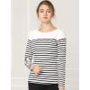 imageAllegra K Womens Striped Top Round Neck Tops Casual Long Sleeve ShirtBlackwhite