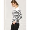 imageAllegra K Womens Striped Top Round Neck Tops Casual Long Sleeve ShirtBlackwhite