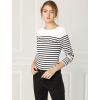 imageAllegra K Womens Striped Top Round Neck Tops Casual Long Sleeve ShirtBlackwhite