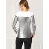 imageAllegra K Womens Striped Top Round Neck Tops Casual Long Sleeve ShirtBlackwhite