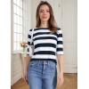 imageAllegra K Womens Striped Top Round Neck Tops Casual Long Sleeve ShirtBlue