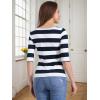 imageAllegra K Womens Striped Top Round Neck Tops Casual Long Sleeve ShirtBlue