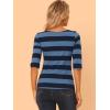 imageAllegra K Womens Striped Top Round Neck Tops Casual Long Sleeve ShirtBlue Dark Blue
