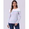 imageAllegra K Womens Striped Top Round Neck Tops Casual Long Sleeve ShirtBlue Pink Stripe