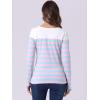 imageAllegra K Womens Striped Top Round Neck Tops Casual Long Sleeve ShirtBlue Pink Stripe