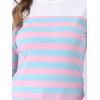 imageAllegra K Womens Striped Top Round Neck Tops Casual Long Sleeve ShirtBlue Pink Stripe