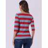 imageAllegra K Womens Striped Top Round Neck Tops Casual Long Sleeve ShirtBlue Red