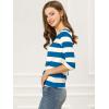 imageAllegra K Womens Striped Top Round Neck Tops Casual Long Sleeve ShirtBlue White
