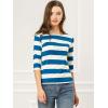 imageAllegra K Womens Striped Top Round Neck Tops Casual Long Sleeve ShirtBlue White