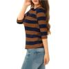 imageAllegra K Womens Striped Top Round Neck Tops Casual Long Sleeve ShirtBrown Navy