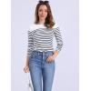 imageAllegra K Womens Striped Top Round Neck Tops Casual Long Sleeve ShirtDark Blue
